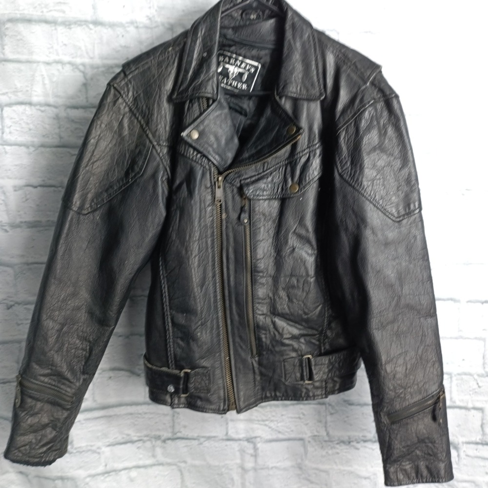 Barneys Leather Vintage Mens Biker Jacket Thinsulate Lining Black Size 44 Large